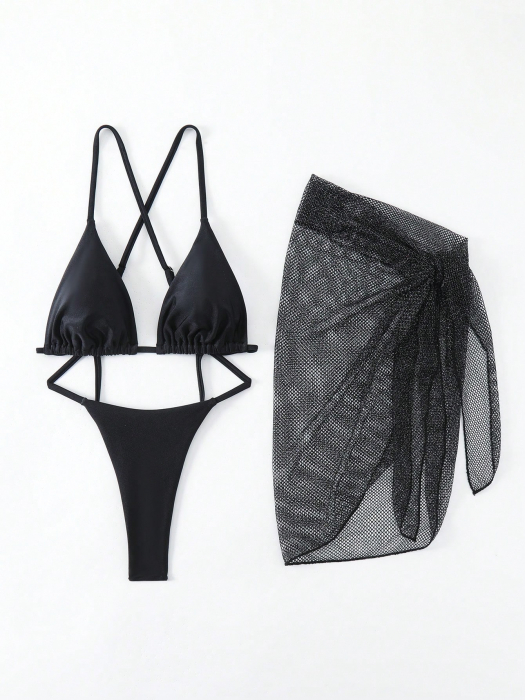 Costum de baie cu 2 piese, negru [5]