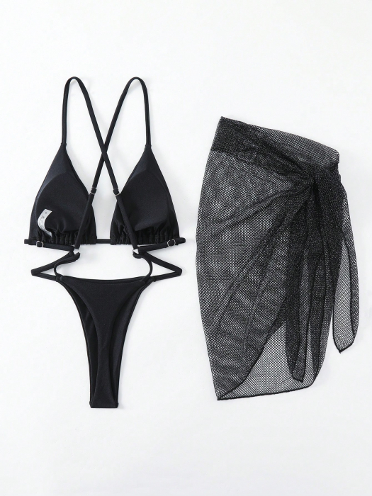 Costum de baie cu 2 piese, negru [6]