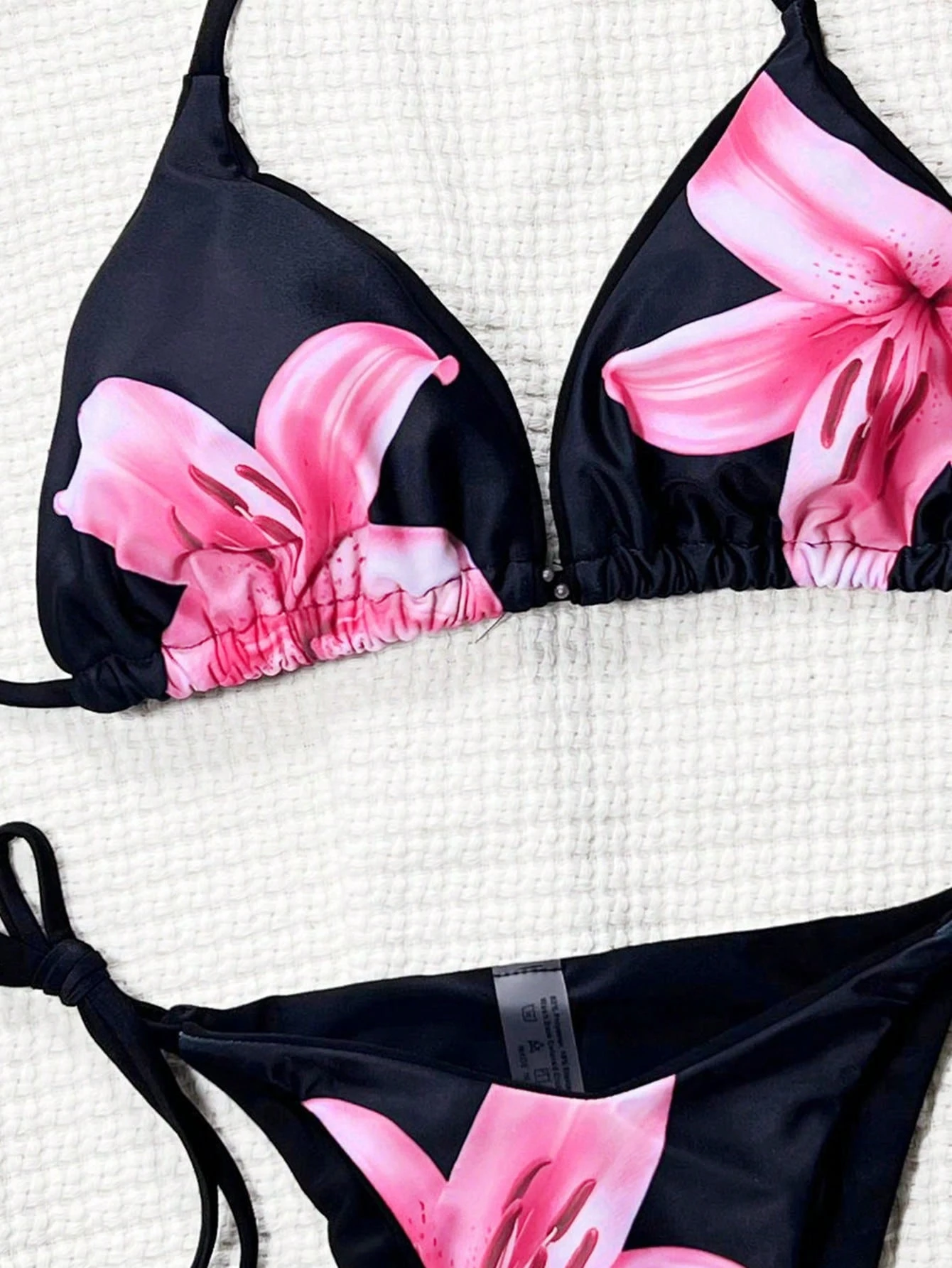 Costum de baie cu 2 piese, cu imprimeu floral si snur reglabil [3]