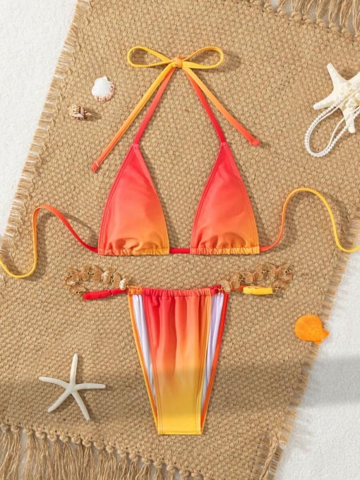 Costum de baie cu 2 piese, roz si snur reglabil [2]