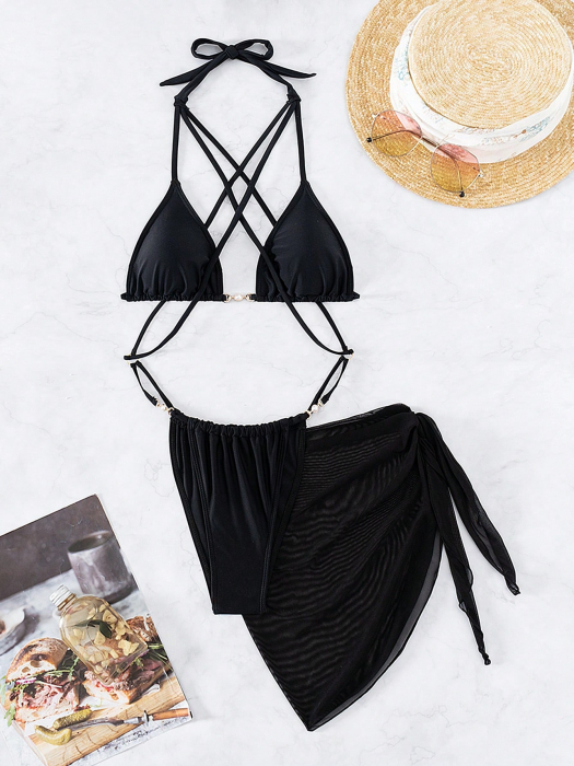 Costum de baie cu 2 piese si accesorii metalice [3]