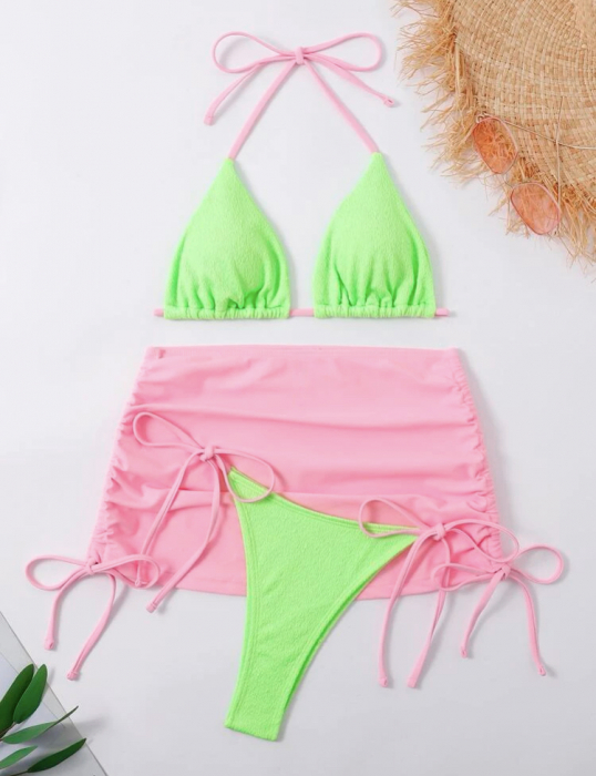 Costum de baie cu 3 piese, verde [4]