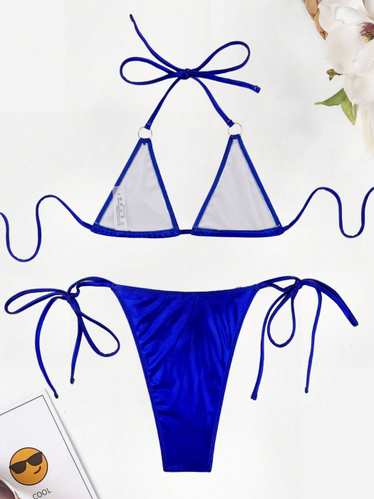 Costum de baie cu aspect stralucitor din 2 piese [4]