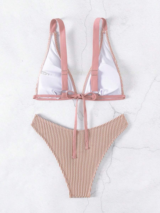 Costum de baie din 2 piese, argintiu, cu accesorii metalice [4]