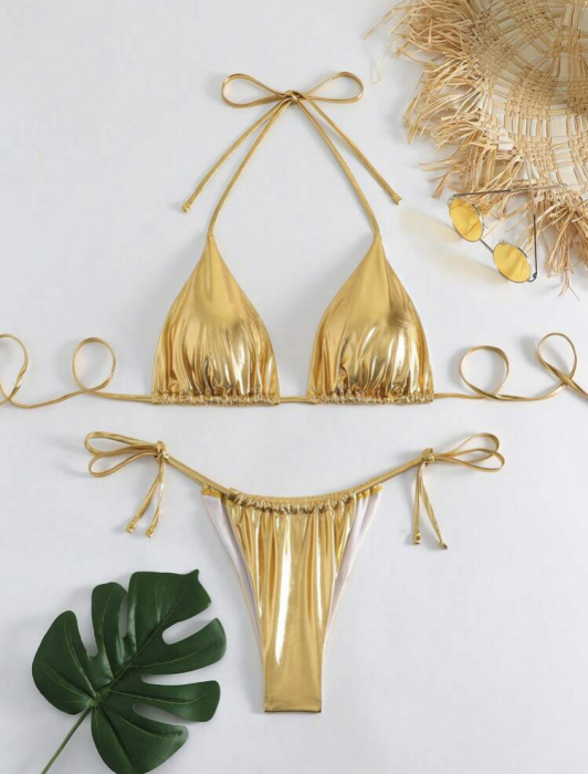 Costum de baie din 2 piese, auriu [4]