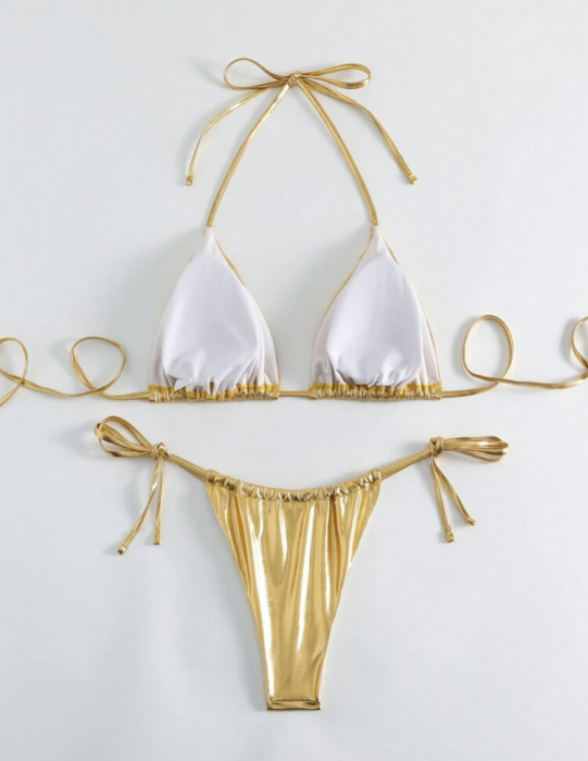 Costum de baie din 2 piese, auriu [3]