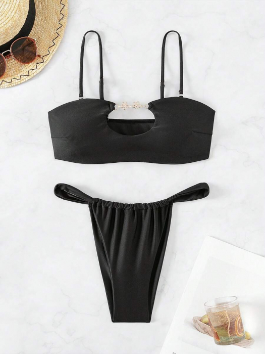 Costum de baie cu 2 piese, animal print si rosu [3]