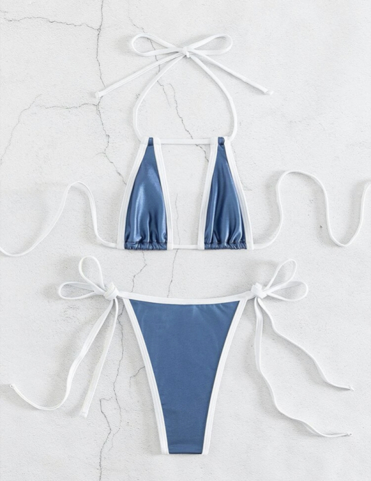 Costum de baie din 2 piese, cu aspect metalic [3]