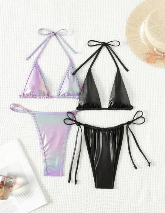 Costum de baie din 2 piese, cu aspect metalic [3]