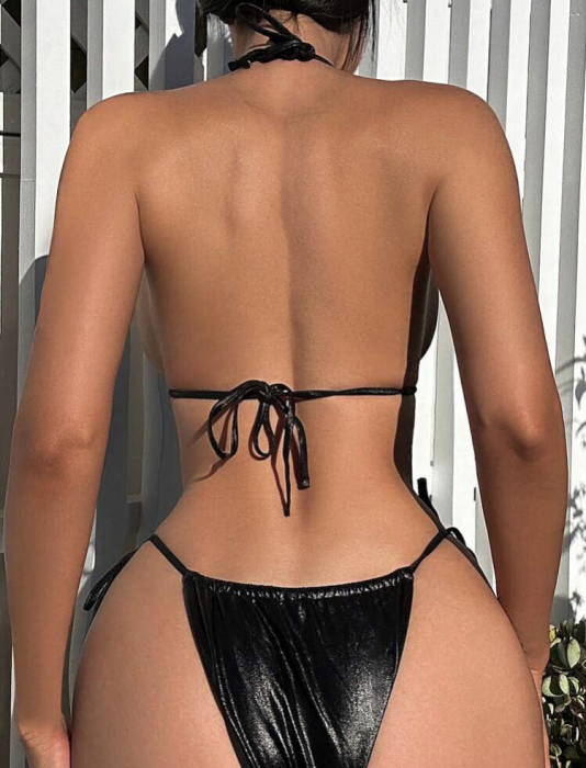 Costum de baie din 2 piese, cu aspect metalic [2]