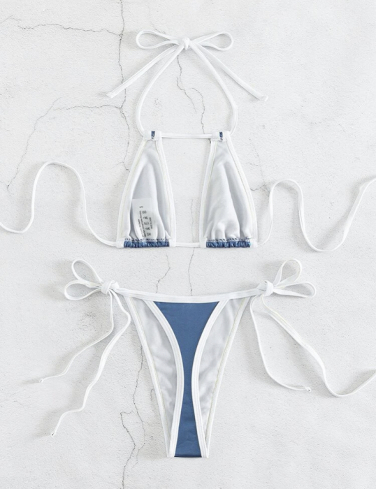 Costum de baie din 2 piese, cu aspect metalic [4]