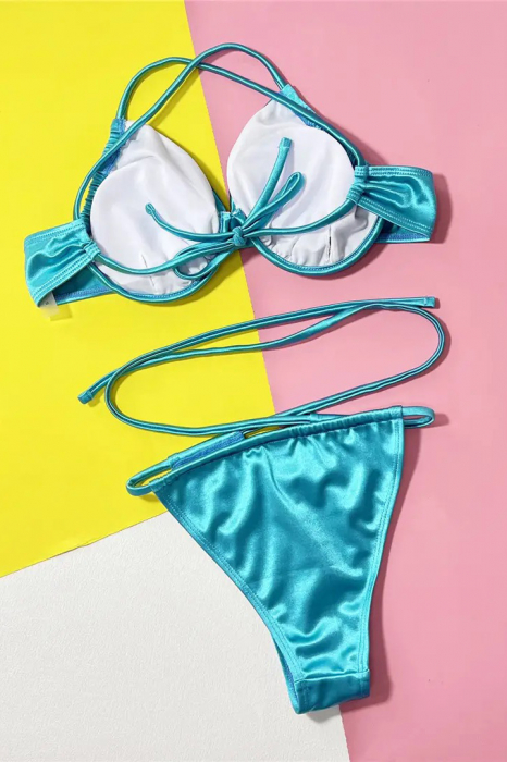 Costum de baie din 2 piese, cu aspect satinat [4]