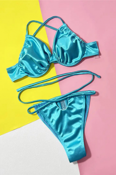 Costum de baie din 2 piese, cu aspect satinat [3]