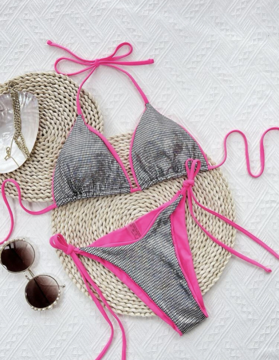 Costum de baie din 2 piese, cu aspect stralucitor [3]