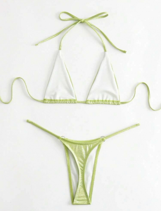 Costum de baie din 2 piese, cu aspect stralucitor [2]