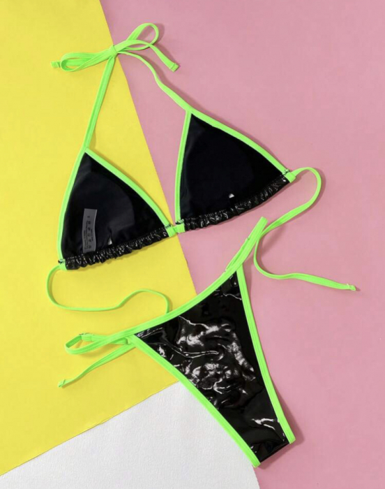 Costum de baie din 2 piese, cu aspect stralucitor [2]