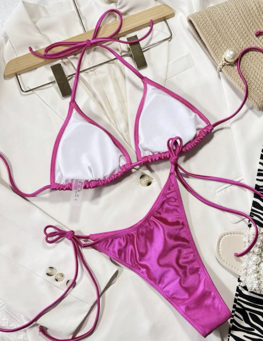 Costum de baie din 2 piese, cu aspect stralucitor [2]