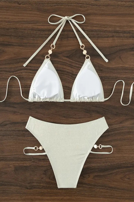 Costum de baie din 2 piese, cu aspect stralucitor [4]