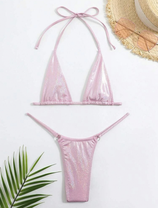 Costum de baie din 2 piese, cu aspect stralucitor [4]