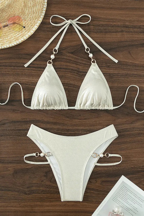 Costum de baie din 2 piese, cu aspect stralucitor [3]