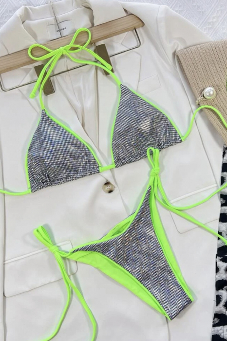 Costum de baie din 2 piese, cu aspect stralucitor [3]