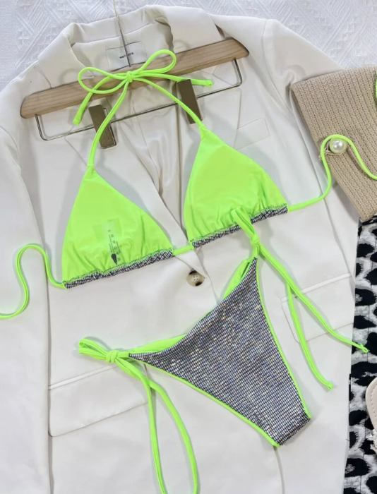 Costum de baie din 2 piese, cu aspect stralucitor [2]