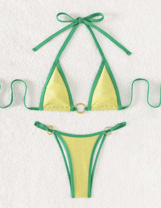 Costum de baie din 2 piese, cu aspect stralucitor [3]