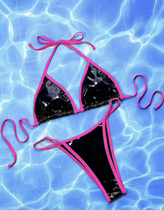 Costum de baie din 2 piese, cu aspect stralucitor [3]