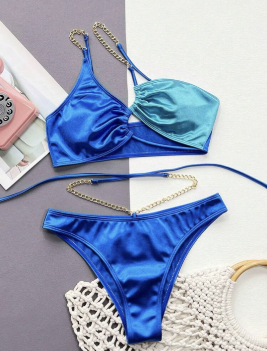 Costum de baie din 2 piese, cu aspect stralucitor [3]