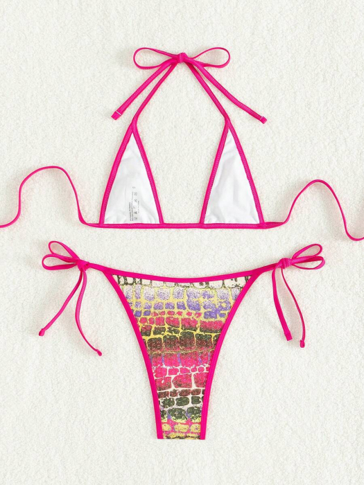 Costum de baie din 2 piese, cu aspect stralucitor [5]