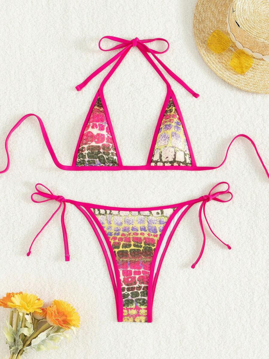 Costum de baie din 2 piese, cu aspect stralucitor [6]