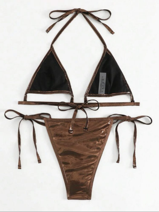 Costum de baie din 2 piese, cu aspect stralucitor si decupaj [2]