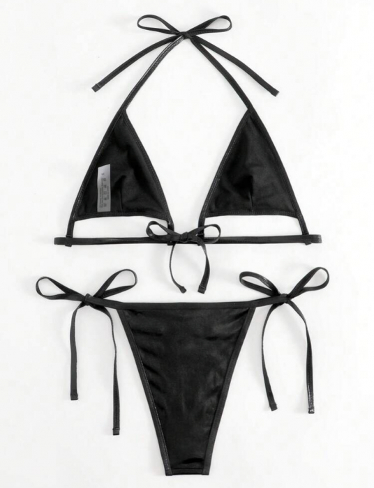 Costum de baie din 2 piese, cu aspect stralucitor si decupaj [2]