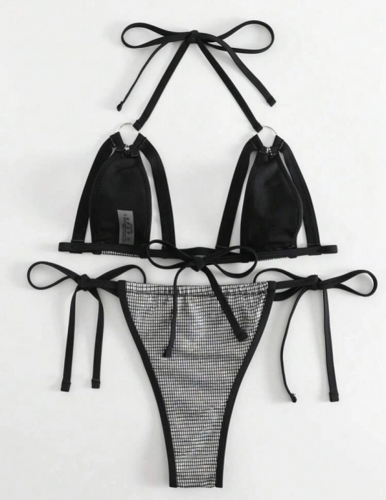 Costum de baie din 2 piese, cu aspect stralucitor si decupaje [2]