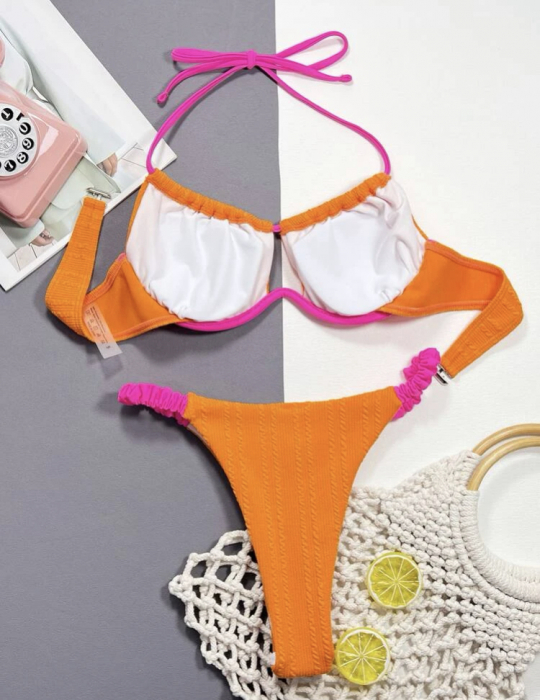 Costum de baie din 2 piese, cu aspect tricotat [2]