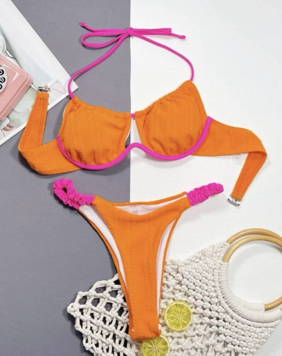 Costum de baie din 2 piese, cu aspect tricotat [3]