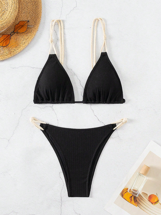 Costum de baie din 2 piese, cu bretele impletite [3]