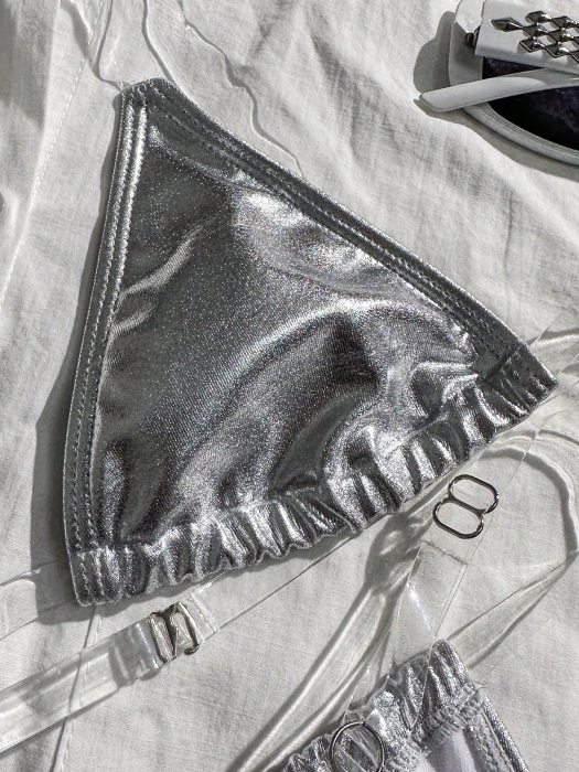 Costum de baie din 2 piese, cu bretele transparente [5]