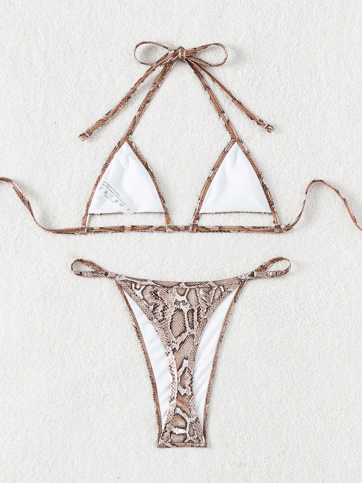 Costum de baie din 2 piese, cu imprimeu animal print si decupaj [4]