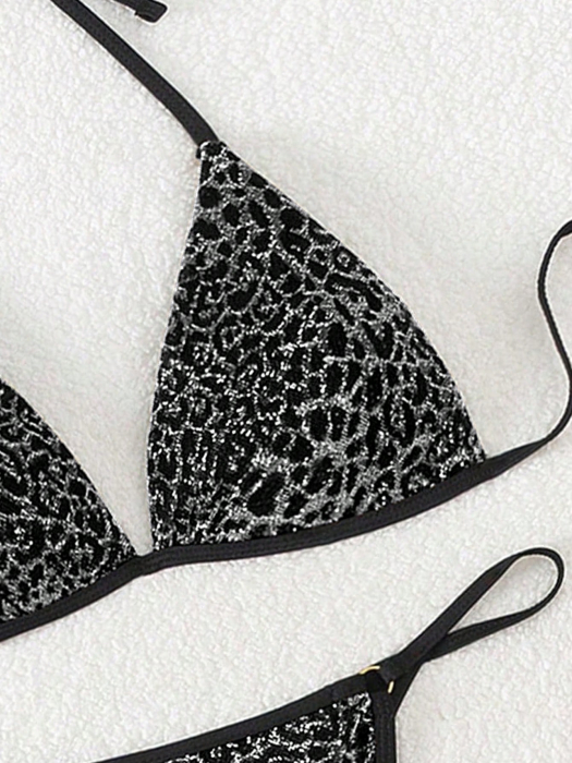 Costum de baie din 2 piese, cu imprimeu animal print si fir de sclipici [5]