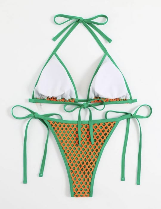 Costum de baie din 2 piese, cu model tip plasa [3]