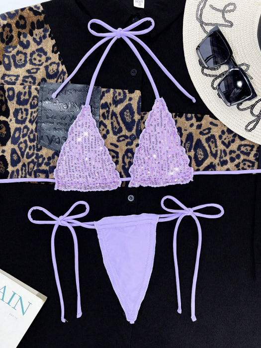 Costum de baie din 2 piese, cu paiete [3]