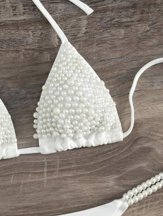 Costum de baie din 2 piese, cu perle [3]