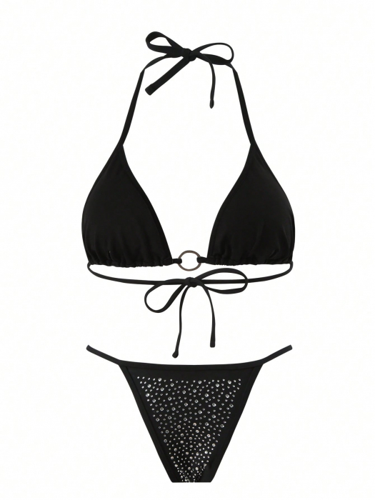 Costum de baie din 2 piese, cu pietre decorative [4]