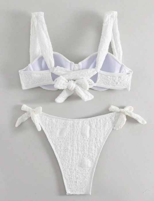 Costum de baie din 2 piese, cu aspect tricotat si push-up [3]