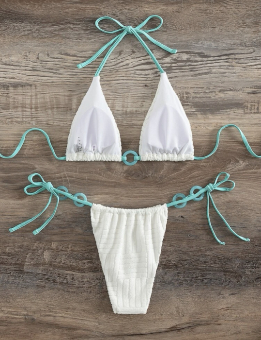 Costum de baie din 2 piese, cu snur [4]