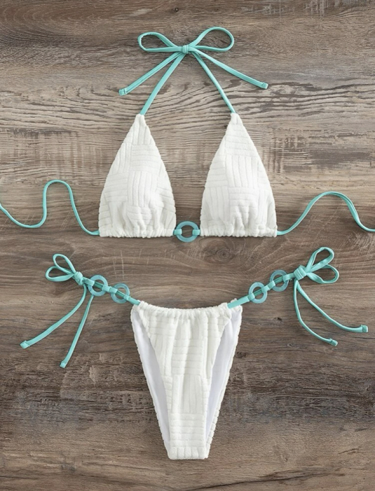 Costum de baie din 2 piese, cu snur [3]