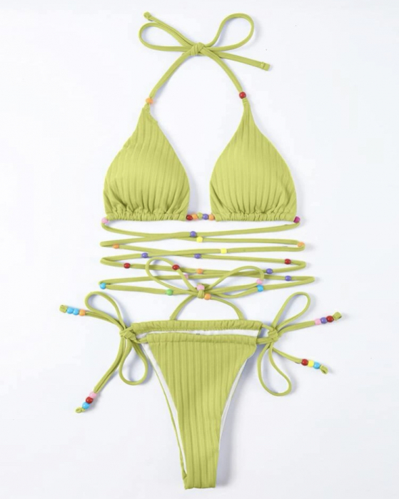 Costum de baie din 2 piese, cu snur [3]