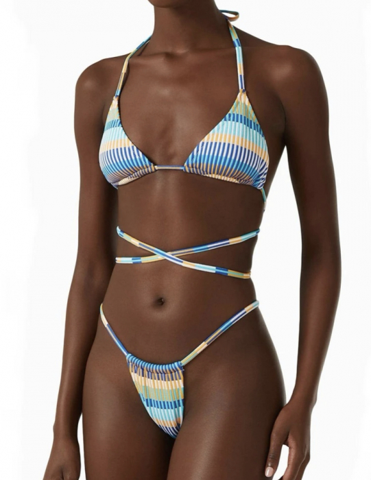 Costum de baie din 2 piese, cu snur [3]