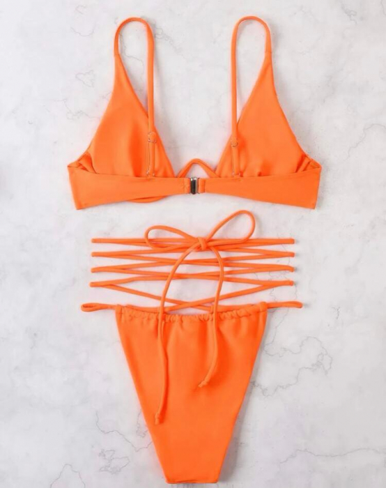 Costum de baie din 2 piese, cu snur reglabil [3]